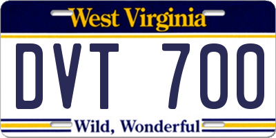 WV license plate DVT700