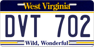 WV license plate DVT702