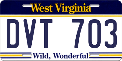 WV license plate DVT703
