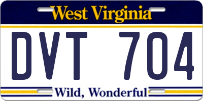 WV license plate DVT704