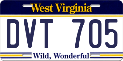 WV license plate DVT705