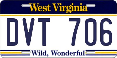WV license plate DVT706