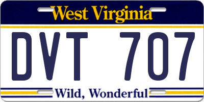 WV license plate DVT707