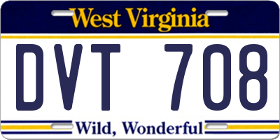 WV license plate DVT708