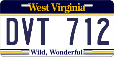 WV license plate DVT712