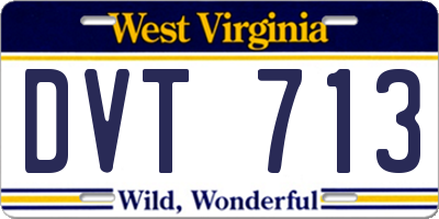 WV license plate DVT713