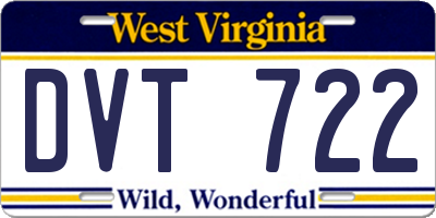 WV license plate DVT722