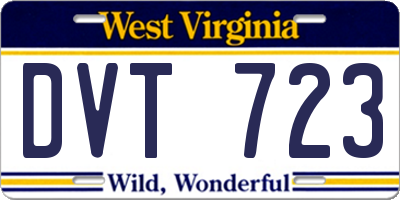 WV license plate DVT723