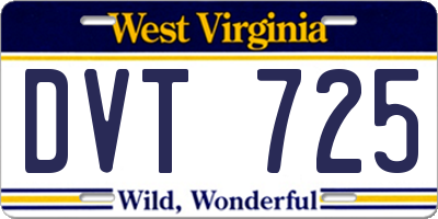 WV license plate DVT725
