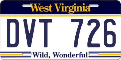 WV license plate DVT726