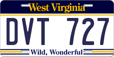 WV license plate DVT727