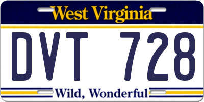WV license plate DVT728