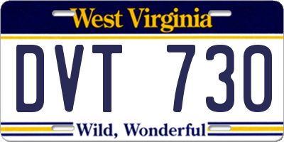 WV license plate DVT730