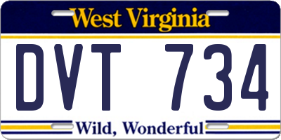 WV license plate DVT734