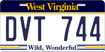 WV license plate DVT744