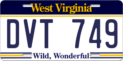 WV license plate DVT749