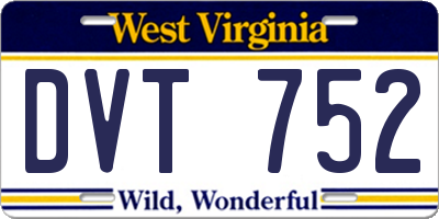 WV license plate DVT752