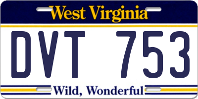 WV license plate DVT753