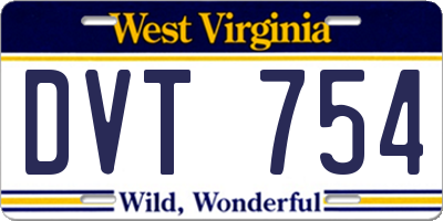 WV license plate DVT754