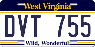 WV license plate DVT755