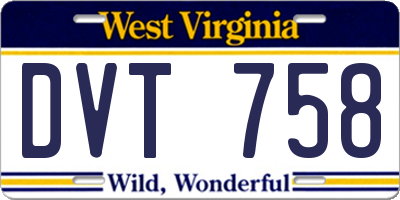 WV license plate DVT758
