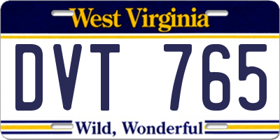 WV license plate DVT765