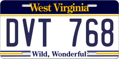 WV license plate DVT768