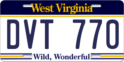 WV license plate DVT770
