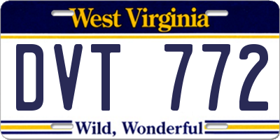 WV license plate DVT772