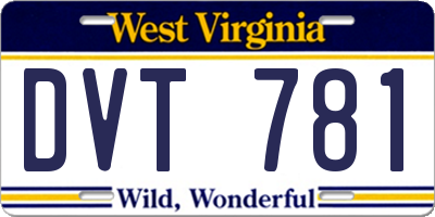 WV license plate DVT781