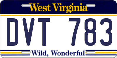 WV license plate DVT783