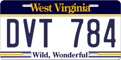 WV license plate DVT784