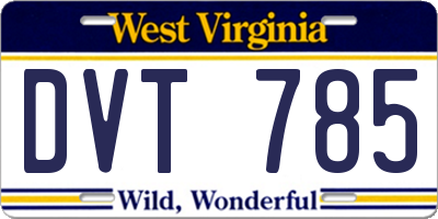 WV license plate DVT785
