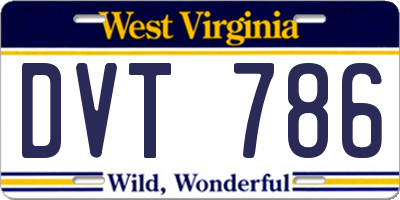 WV license plate DVT786