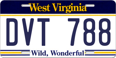 WV license plate DVT788