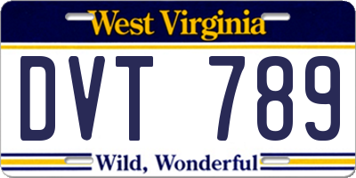 WV license plate DVT789