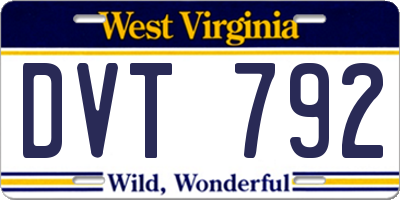 WV license plate DVT792