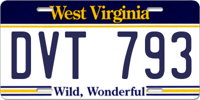 WV license plate DVT793
