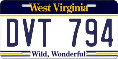 WV license plate DVT794