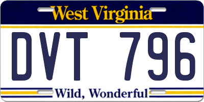 WV license plate DVT796