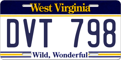 WV license plate DVT798
