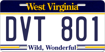 WV license plate DVT801