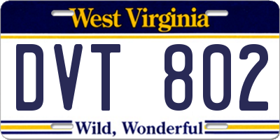 WV license plate DVT802