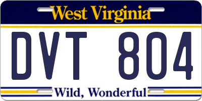 WV license plate DVT804
