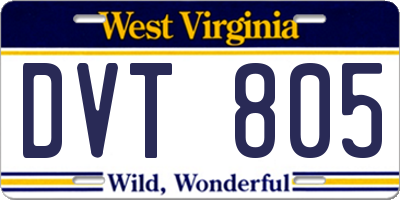 WV license plate DVT805
