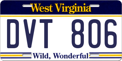 WV license plate DVT806
