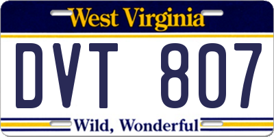WV license plate DVT807