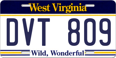 WV license plate DVT809