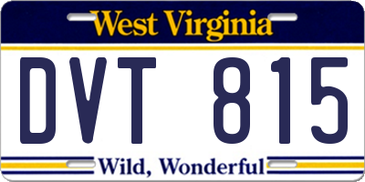WV license plate DVT815