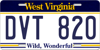 WV license plate DVT820